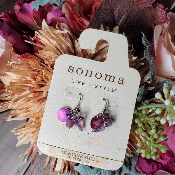 NWT Sonoma Life + Style Purple Dangle Earrings - Picture 2 of 6